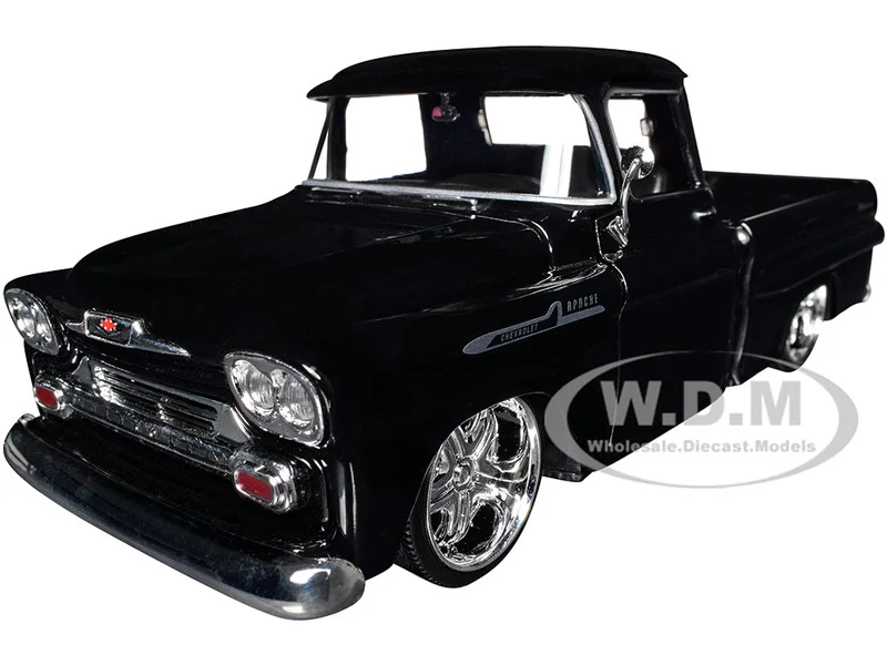 1958 Chevrolet Apache Fleetside Pickup Black "Maxx Design" "American Classics" Series 1/24 Diecast Model Car by Motormax - Chevrolet Models