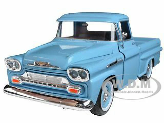 1958 Chevrolet Apache Fleetside Pickup Truck Light Blue 1/24 Diecast Model Car by Motormax - Chevrolet Models