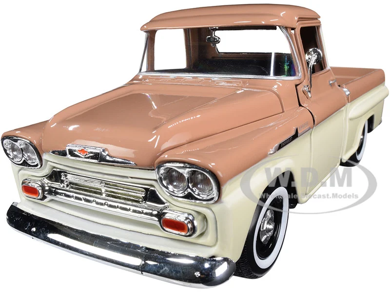 1958 Chevrolet Apache Fleetside Pickup Truck Brown and Beige 1/24 Diecast Model Car by Motormax - Chevrolet Models