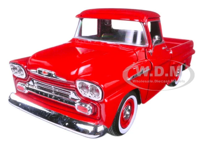 1958 Chevrolet Apache Fleetside Pickup Truck Red 1/24 Diecast Model Car by Motormax - Chevrolet Models