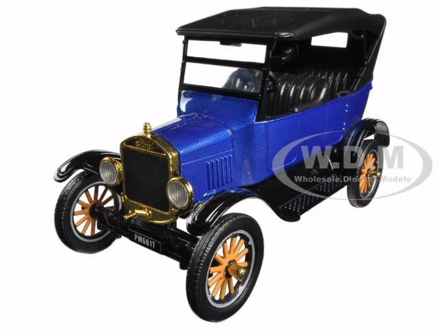 1925 Ford Model T Touring Blue Metallic with Black Top 1/24 Diecast Model Car by Motormax - Ford Models