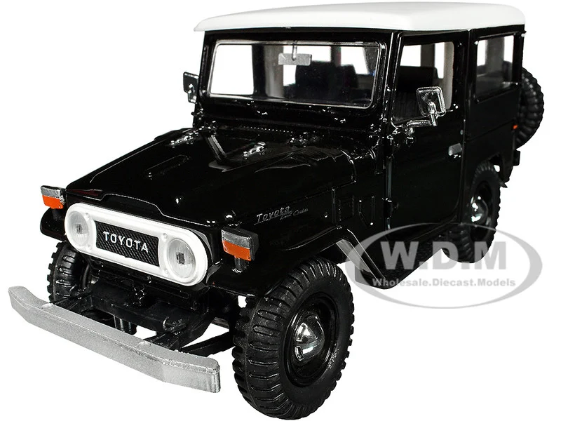 Toyota FJ40 Land Cruiser Black with White Top 1/24 Diecast Model Car by Motormax - Toyota Models