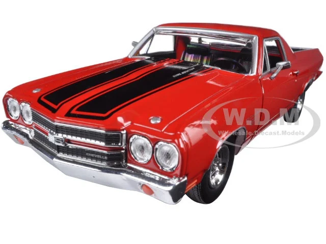 1970 Chevrolet El Camino SS 396 Red with Black Stripes 1/24 Diecast Model Car by Motormax - Chevrolet Models
