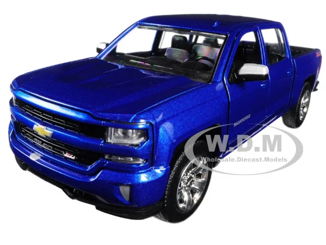 2017 Chevrolet Silverado 1500 LT Z71 Crew Cab Pickup Truck Blue 1/27 Diecast Model Car by Motormax - Chevrolet Models