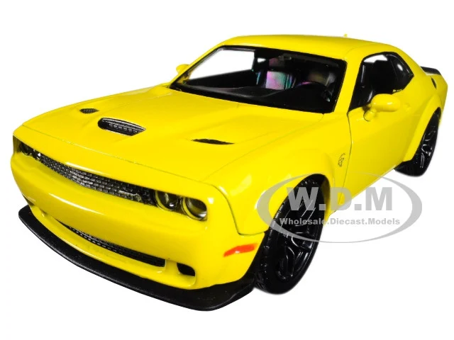 2018 Dodge Challenger SRT Hellcat Widebody Yellow 1/24 Diecast Model Car by Motormax - Dodge Models
