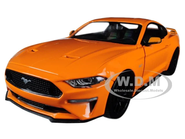 2018 Ford Mustang GT 5.0 Orange with Black Wheels 1/24 Diecast Model Car by Motormax - Ford Models