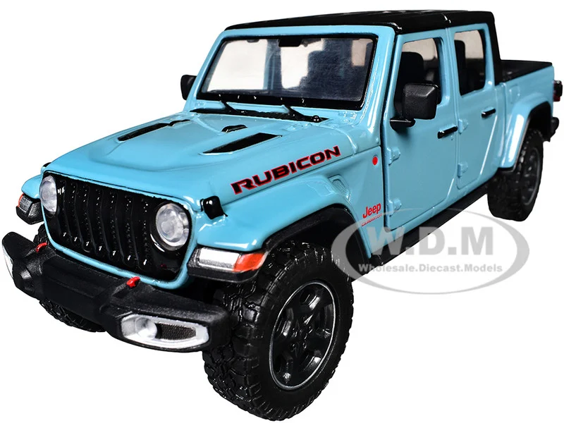2021 Jeep Gladiator Rubicon (Closed Top) Pickup Truck Blue with Black Top 1/27 Diecast Model Car by Motormax - Jeep Models