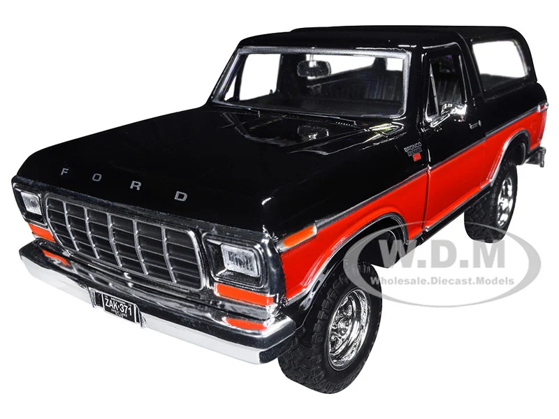 1978 Ford Bronco Ranger XLT with Spare Tire Black and Red "Timeless Legends" Series 1/24 Diecast Model Car by Motormax - Ford Models