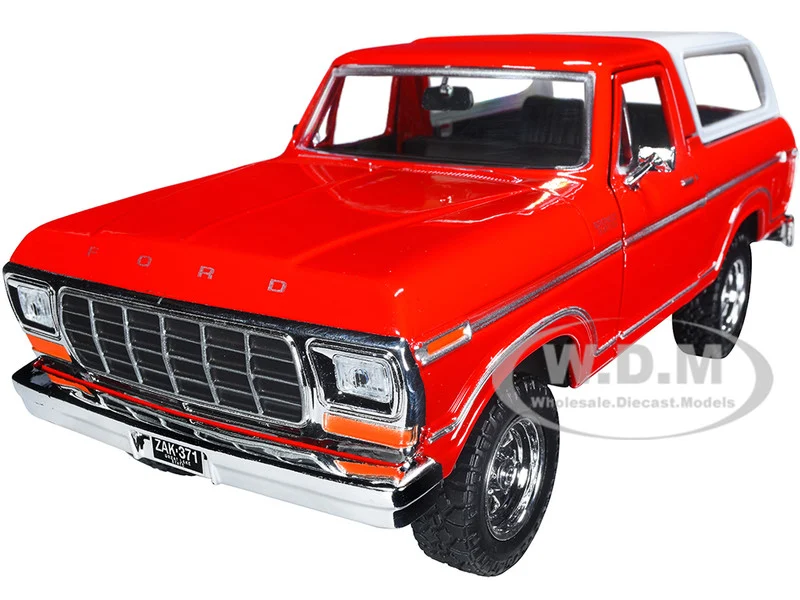 1978 Ford Bronco Custom Red and White "Timeless Legends" Series 1/24 Diecast Model Car by Motormax - Ford Models