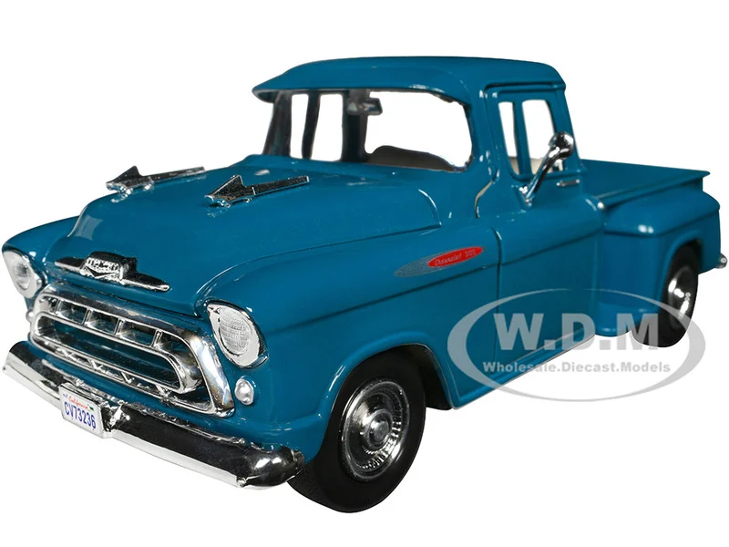 1957 Chevrolet 3100 Stepside Pickup Truck Teal Metallic "Timeless Legends" Series 1/24 Diecast Model Car by Motormax - Chevrolet Models