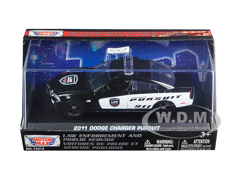 2011 Dodge Charger Pursuit Police Car In Display Showcase 1/43 Diecast Model Car by Motormax - Dodge Models