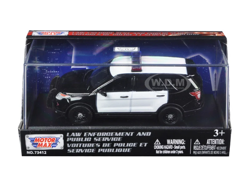 2015 Ford Police Interceptor Utility Plain Black and White 1/43 Diecast Model Car by Motormax - Ford Models