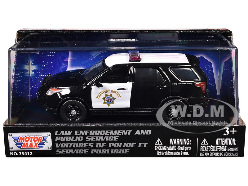 2015 Ford Police Interceptor Utility "California Highway Patrol" Black and White "Law Enforcement and Public Service" Series 1/43 Diecast Model Car by Motormax - Ford Models