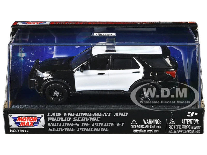 2022 Ford Police Interceptor Utility Black and White Unmarked "Law Enforcement and Public Service" Series 1/43 Diecast Model Car by Motormax - Ford Models