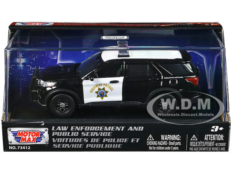 2022 Ford Police Interceptor Utility "California Highway Patrol" Black and White "Law Enforcement and Public Service" Series 1/43 Diecast Model Car by Motormax - Ford Models