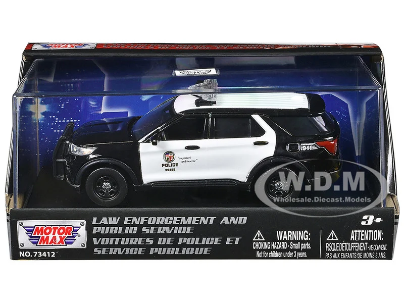2022 Ford Police Interceptor Utility "LAPD (Los Angeles Police Department)" Black and White "Law Enforcement and Public Service" Series 1/43 Diecast Model Car by Motormax - Ford Models