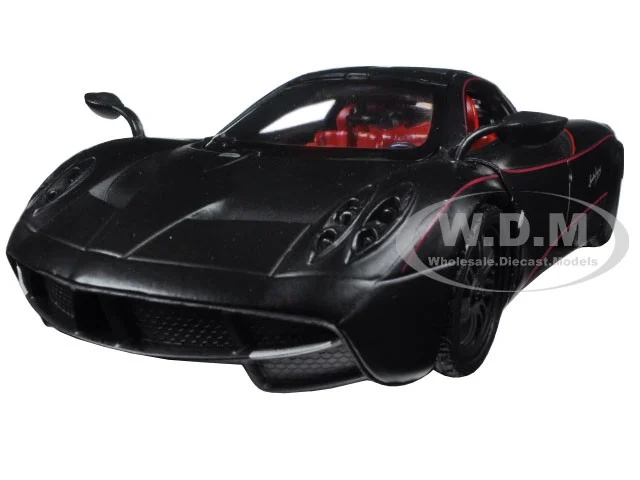 Pagani Huayra Matt Black with Red Interior 1/24 Diecast Model Car by Motormax - Pagani Models