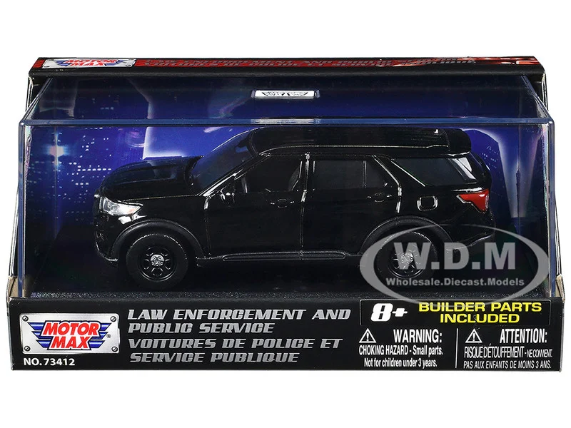 2022 Ford Police Interceptor Utility Black Unmarked "Custom Builder's Kit" "Law Enforcement and Public Service" Series 1/43 Diecast Model Car by Motormax - Ford Models