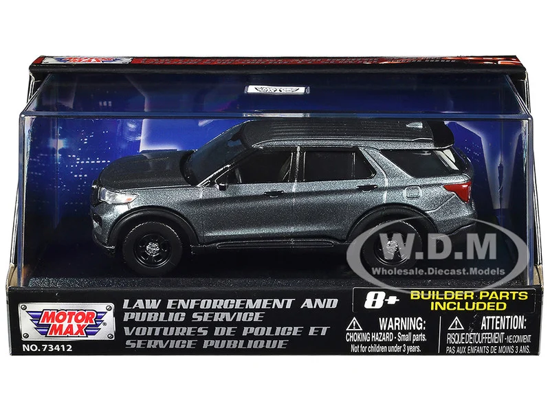 2022 Ford Police Interceptor Utility Gray Metallic Unmarked "Custom Builder's Kit" "Law Enforcement and Public Service" Series 1/43 Diecast Model Car by Motormax - Ford Models