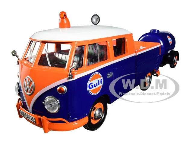 Volkswagen Service Pickup Truck with Plastic Oil Tank "Gulf Oil" 1/24 Diecast Model Car by Motormax - Volkswagen Models