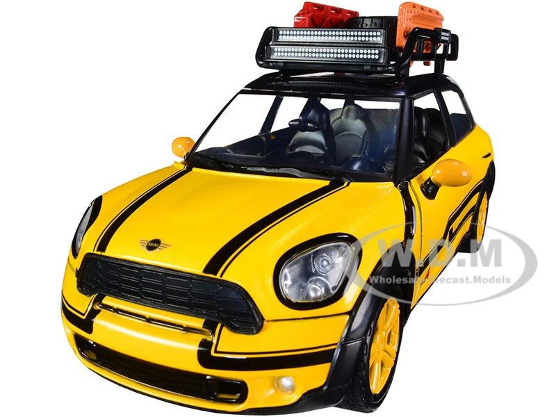 Mini Cooper S Countryman with Roof Rack and Accessories Yellow Metallic and Black "City Classics" Series 1/24 Diecast Model Car by Motormax - Mini Cooper Models