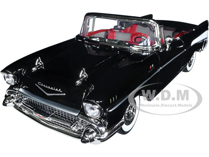 1957 Chevrolet Bel Air Convertible Black James Bond 007 "Dr. No" (1962) Movie 1/18 Diecast Model Car by Motormax - Chevrolet Models