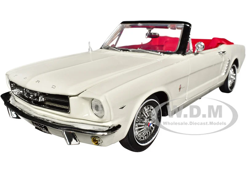 1964 1/2 Ford Mustang Convertible White with Red Interior James Bond 007 "Goldfinger" (1964) Movie "James Bond Collection" Series 1/18 Diecast Model Car by Motormax - Ford Models