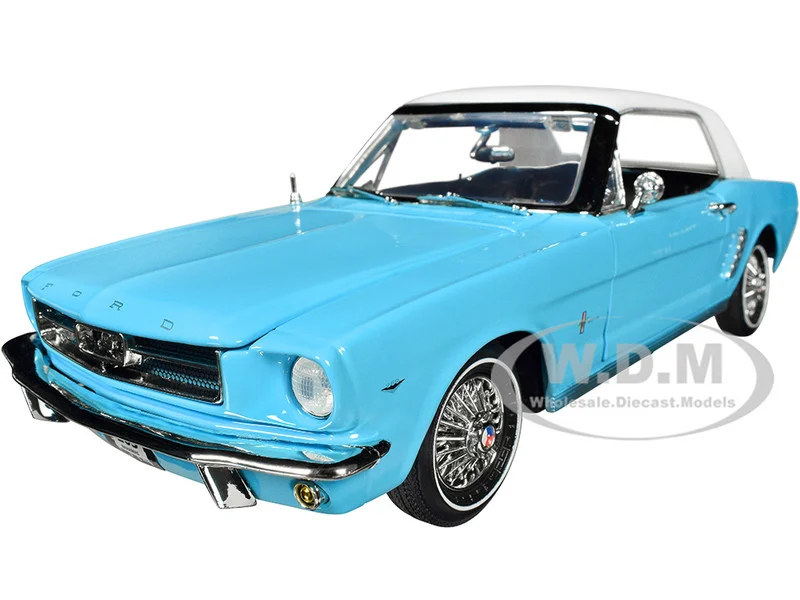 1964 1/2 Ford Mustang Light Blue with White Top James Bond 007 "Thunderball" (1965) Movie "James Bond Collection" Series 1/18 Diecast Model Car by Motormax - Ford Models
