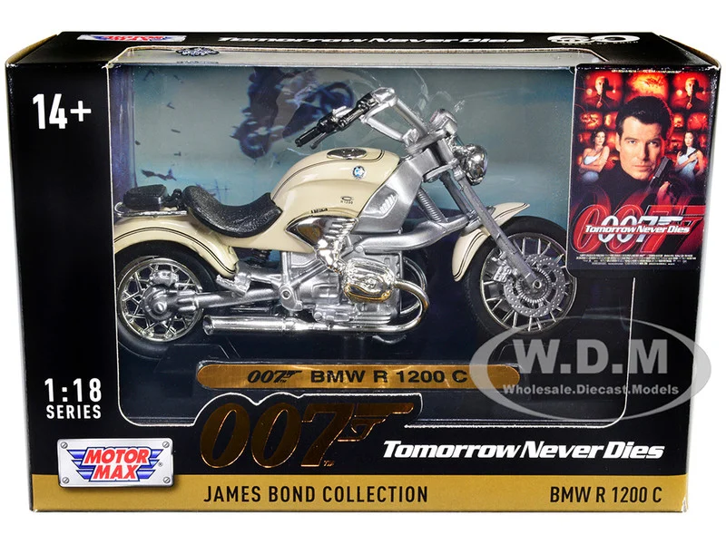 BMW R 1200 C Motorcycle Cream James Bond 007 "Tomorrow Never Dies" (1997) Movie "James Bond Collection" Series 1/18 Diecast Model Car by Motormax - BMW Models