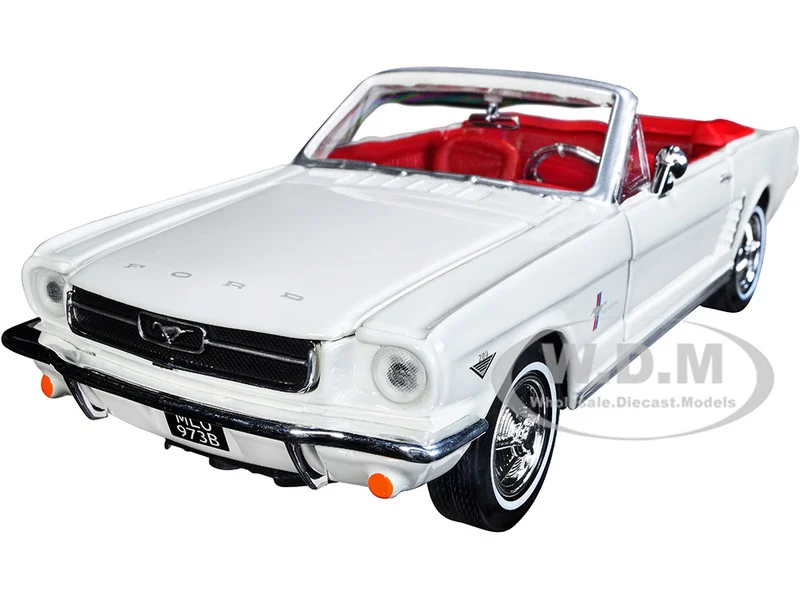 1964 1/2 Ford Mustang Convertible White with Red Interior James Bond 007 "Goldfinger" (1964) Movie "James Bond Collection" Series 1/24 Diecast Model Car by Motormax - Ford Models