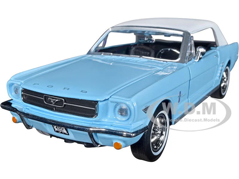 1964 1/2 Ford Mustang Light Blue with White Top James Bond 007 "Thunderball" (1965) Movie "James Bond Collection" Series 1/24 Diecast Model Car by Motormax - Ford Models