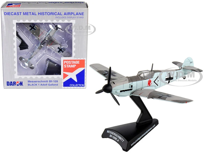 Messerschmitt Bf-109 Fighter Aircraft "Black 1, Ace Adolf Galland" German Luftwaffe 1/87 Diecast Model Airplane by Postage Stamp