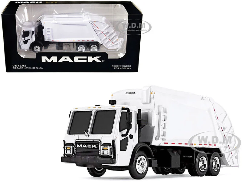 Mack LR with McNeilus Rear Load Refuse Body White 1/87 Diecast Model by First Gear - Mack Models