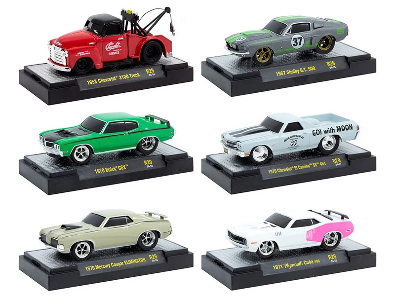 "Ground Pounders" 6 Cars Set Release 29 IN DISPLAY CASES Limited Edition 1/64 Diecast Model Cars by M2 Machines - 1/64 Scale Sets