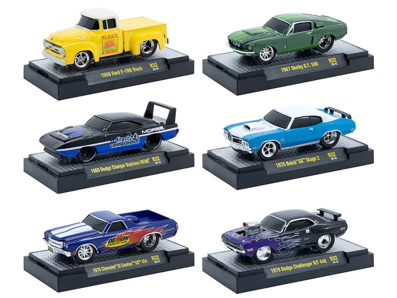 "Ground Pounders" 6 Cars Set Release 32 IN DISPLAY CASES Limited Edition 1/64 Diecast Model Cars by M2 Machines - 1/64 Scale Sets