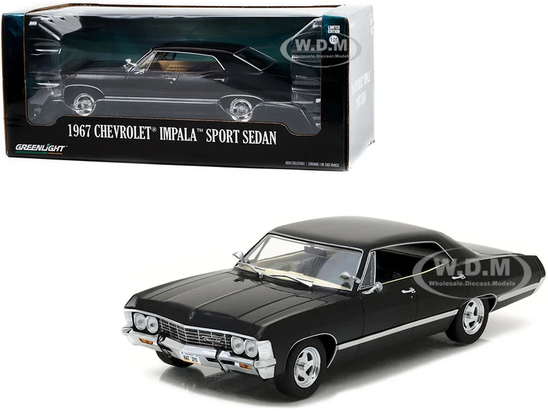1967 Chevrolet Impala Sport Sedan Tuxedo Black 1/24 Diecast Model Car by Greenlight - Chevrolet Models