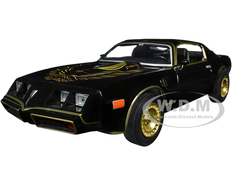 1980 Pontiac Firebird Trans Am T/A Turbo 4.9L Starlite Black with Golden Eagle Hood and Stripes 1/24 Diecast Model Car by Greenlight - Pontiac Models