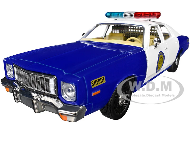 1975 Plymouth Fury "Osage County Sheriff" Blue and White 1/24 Diecast Model Car by Greenlight - Plymouth Models