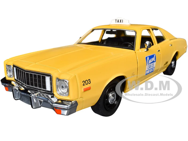 1975 Plymouth Fury Taxi "Crescent Cab Co." Yellow "Poltergeist" (1982) Movie "Hollywood" Series 20 1/24 Diecast Model Car by Greenlight - Plymouth Models