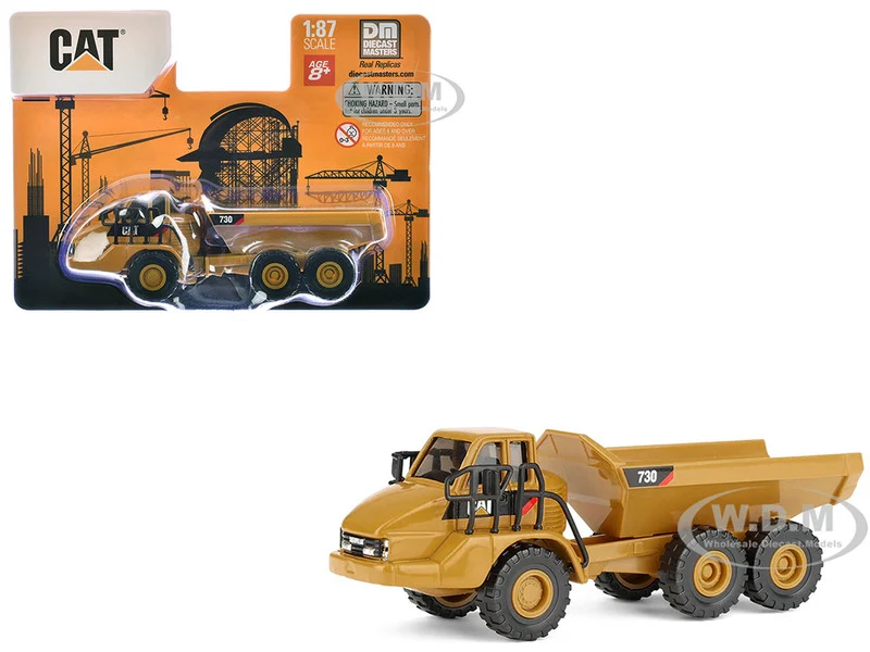CAT Caterpillar 730 Articulated Truck Yellow 1/87 (HO) Diecast Model by Diecast Masters - Construction Models