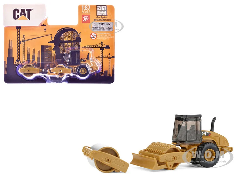 CAT Caterpillar CS56 Roller with Interchangeable Front Attachment Yellow 1/87 (HO) Diecast Model by Diecast Masters - Construction Models
