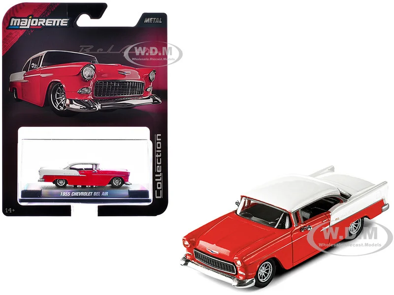 1955 Chevrolet Bel Air Red and White "Collection" Series 1/64 Diecast Model Car by Majorette - Chevrolet Models