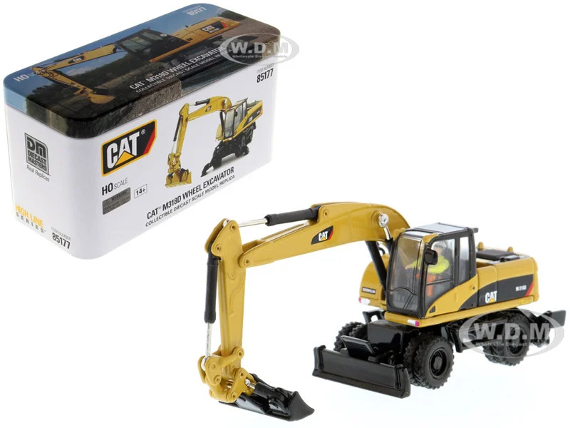 CAT Caterpillar M318D Wheeled Excavator with Operator "High Line" Series 1/87 (HO) Diecast Model by Diecast Masters - Construction Models