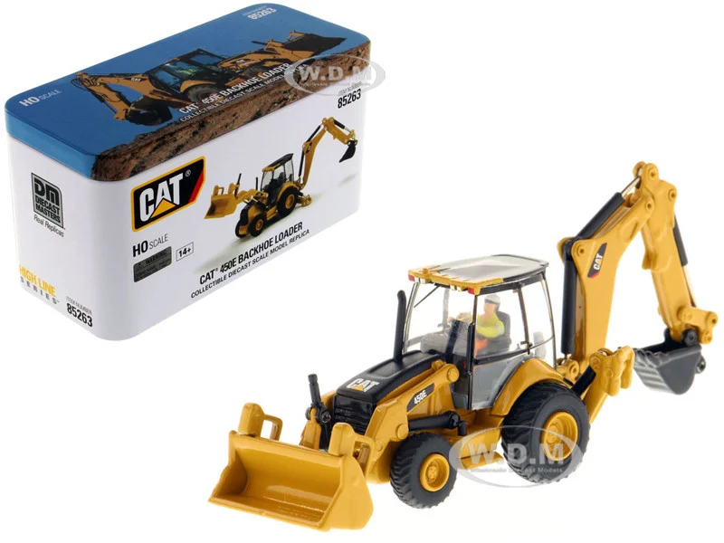 CAT Caterpillar 450E Backhoe Loader with Operator "High Line" Series 1/87 (HO) Diecast Model by Diecast Masters - Construction Models