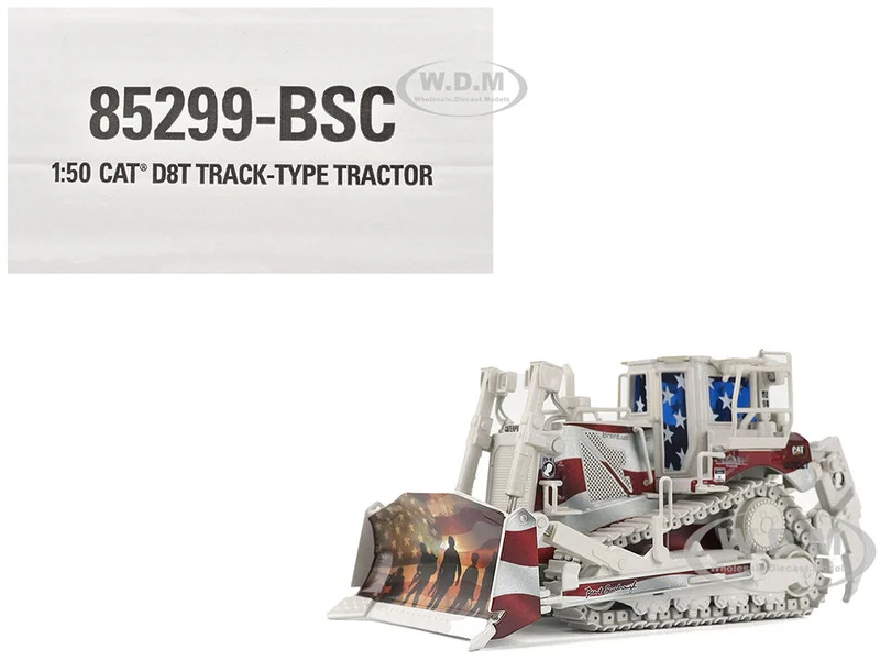 CAT Caterpillar D8T Track Type Tractor with Single Shank Ripper "Brent Scarbrough & Co." Patriotic Livery "High Line" Series 1/50 Diecast Model by Diecast Masters - Construction Models