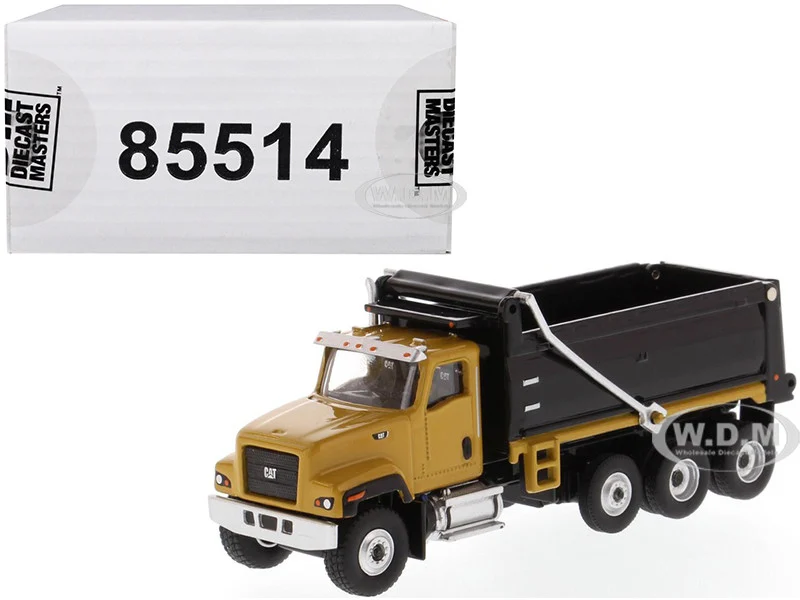 CAT Caterpillar CT681 Dump Truck Yellow and Black "High Line" Series 1/87 (HO) Diecast Model by Diecast Masters - Construction Models