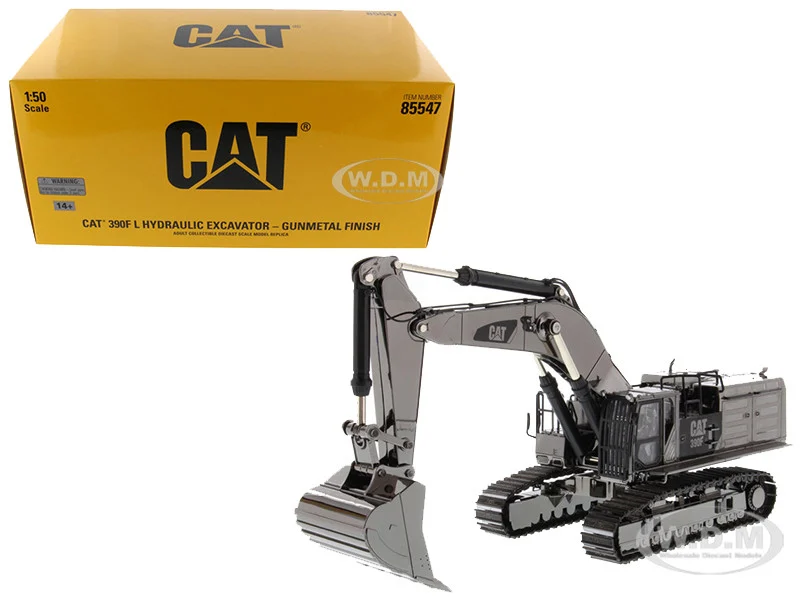 CAT Caterpillar 390F L Hydraulic Tracked Excavator Gunmetal "Commemorative Series" 1/50 Diecast Model by Diecast Masters - Construction Models