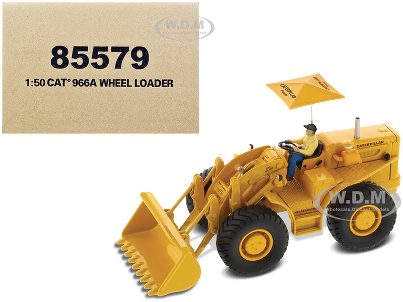 CAT Caterpillar 966A Wheel Loader Yellow with Operator "Vintage Series" 1/50 Diecast Model by Diecast Masters - Construction Models