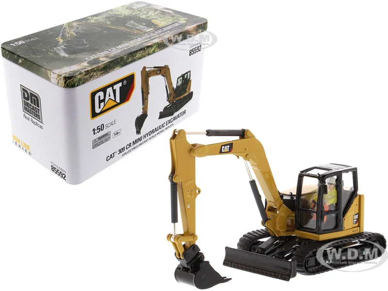 CAT Caterpillar 309 CR Next Generation Mini Hydraulic Excavator with Work Tools and Operator "High Line" Series 1/50 Diecast Model by Diecast Masters - Construction Models