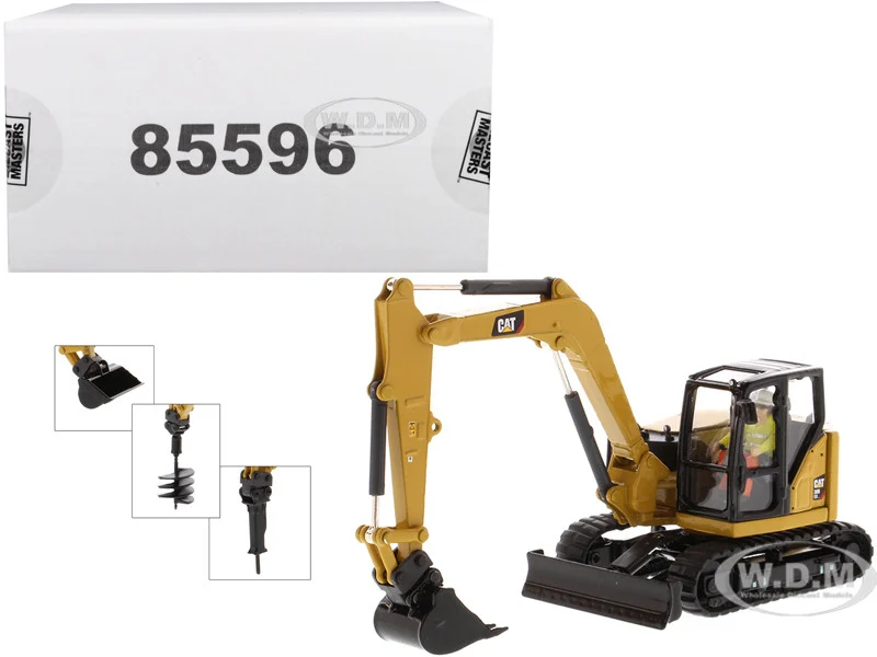 CAT Caterpillar 308 CR Next Generation Mini Hydraulic Excavator with Work Tools and Operator "High Line" Series 1/50 Diecast Model by Diecast Masters - Construction Models